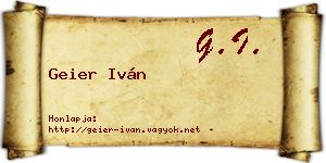 Geier Iván névjegykártya
