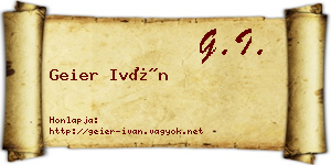Geier Iván névjegykártya